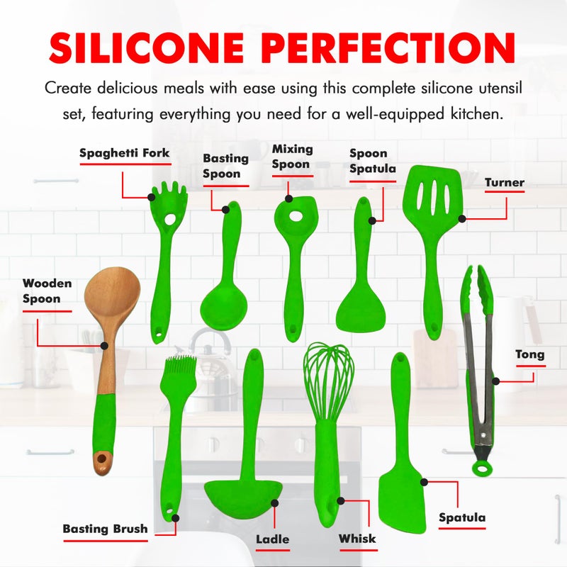 Chef Craft Premium Utensil Set Kitchen, Green, 11 Piece Set (42107) - Image 4